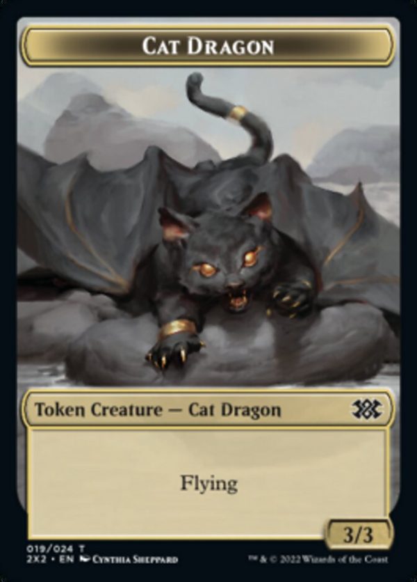 Cat Dragon    Knight Double-Sided Token [Double Masters 2022 Tokens] Discount